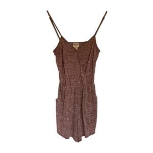 Mossimo Supply Co. marron white heathered summer romper v-neck pockets casual XS